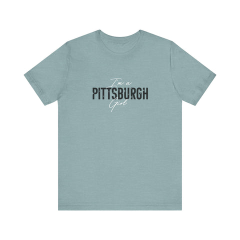 I'm a Pittsburgh Girl - Star Design - Unisex Jersey Short Sleeve Tee T-Shirt Printify Heather Blue Lagoon XS