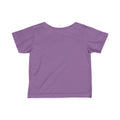 Back view of purple Cleveland Smells Like My Diaper infant t-shirt, soft and playful toddler clothing.
