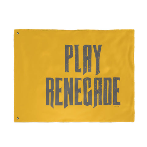 Play Renegade Distressed Graphic  - Double Sided Yellow Flag with Black