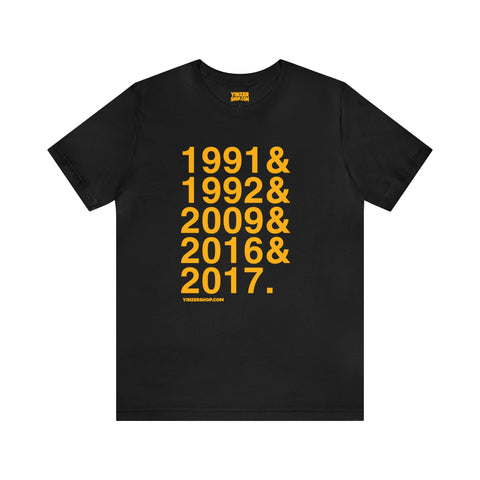 Pittsburgh Penguins Stanley Cups Ampersand - Short Sleeve Tee T-Shirt Printify Black S 