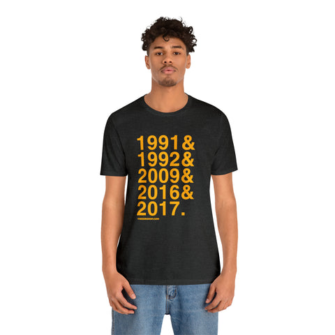 Pittsburgh Penguins Stanley Cups Ampersand - Short Sleeve Tee T-Shirt Printify   
