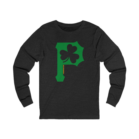 St. Patty's Day Clover - P for Pittsburgh Series - Long Sleeve Tee Long-sleeve Printify S Dark Grey Heather