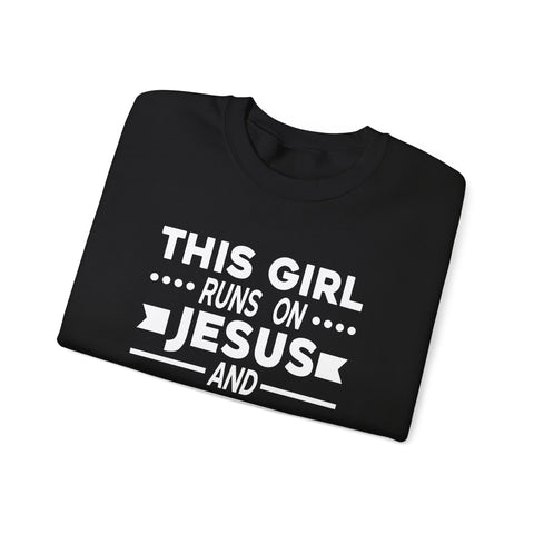 This Girl Runs on Jesus and Golf - Heavy Blend™ Crewneck Sweatshirt