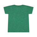 Back view of heather green toddler T-shirt from the 'Cleveland smells like my diaper' kids fashion line.
