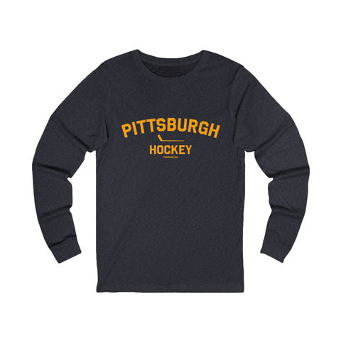 Pittsburgh Hockey - Collegiate Style - Long Sleeve Tee Long-sleeve Printify S Heather Navy