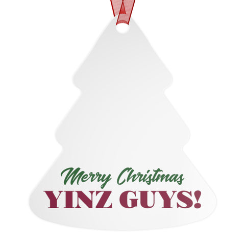 Pittsburgh Merry Christmas Yinz Guys Metal Ornaments Home Decor Printify