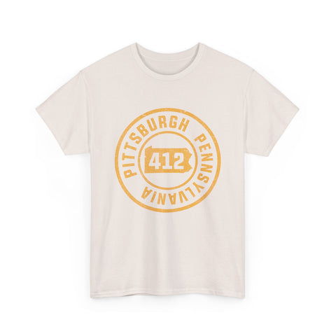 412 Pittsburgh Stamp - Unisex Heavy Cotton Tee