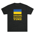 Ukraine, We Support Yunz! - Tri-Blend Crew Tee T-Shirt Printify S Tri-Blend Vintage Black 