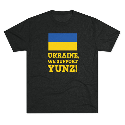 Ukraine, We Support Yunz! - Tri-Blend Crew Tee T-Shirt Printify S Tri-Blend Vintage Black 