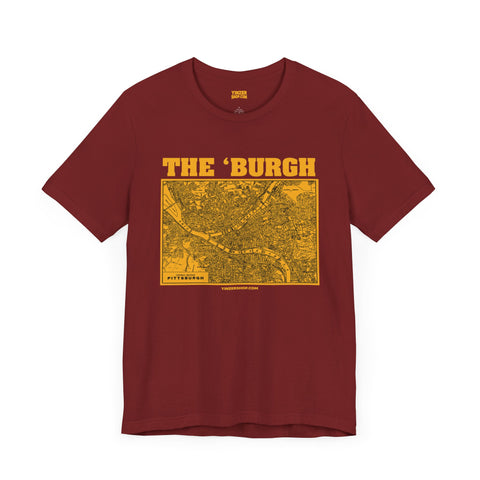 The 'Burgh Retro Map   - Short Sleeve Tee T-Shirt Printify Cardinal S 