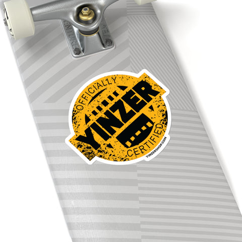 Black & Yellow Certified Yinzer Kiss-Cut Sticker label Paper products Printify