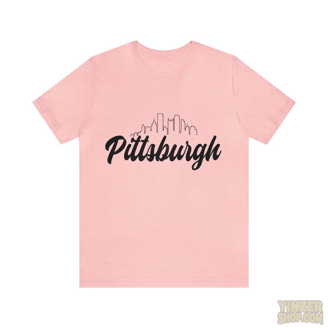 Pittsburgh Skyline T-Shirt  - Unisex bella+canvas 3001 Jersey Short Sleeve Tee T-Shirt Printify Pink S 