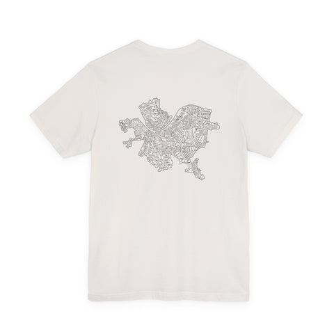Pittsburgh Map (Print on Back) - Unisex Jersey Short Sleeve Tee
