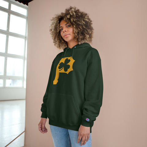 St. Patty's Day Shamrock- P is for Pittsburgh Series - Champion Hoodie Hoodie Printify   