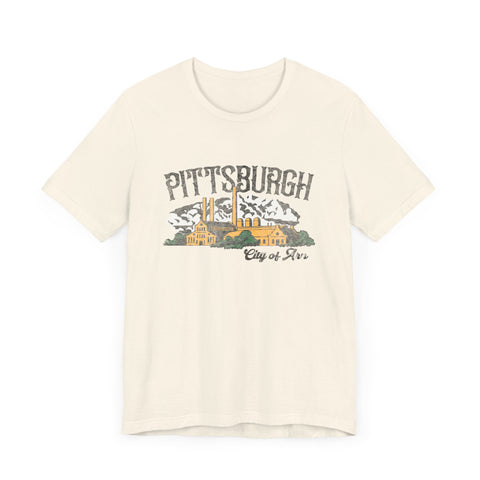 Pittsburgh City of Iron Vintage Logo - Short Sleeve Tee T-Shirt Printify