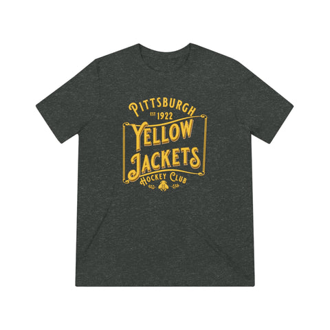 Pittsburgh Yellow Jackets Text T-Shirt (Tri-Blend Super Light) T-Shirt Vintage Ice Hockey   