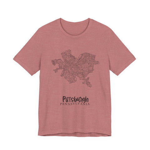 Pittsburgh Neighborhoods Map Short Sleeve T-Shirt