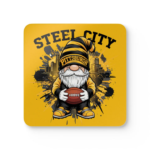 Steel City Gnome Cork Coaster Set – Pittsburgh Football Home Bar Decor