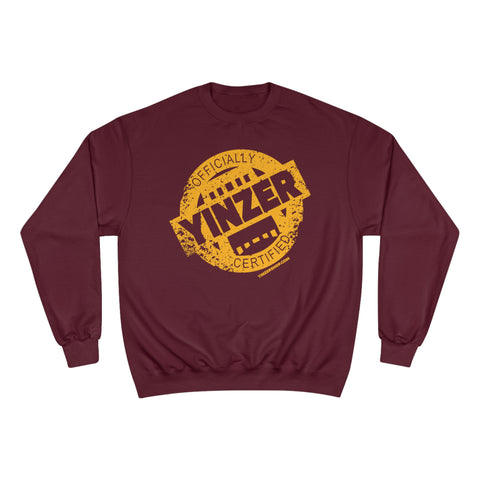 Certified Yinzer - Champion Crewneck Sweatshirt Sweatshirt Printify Maroon S 