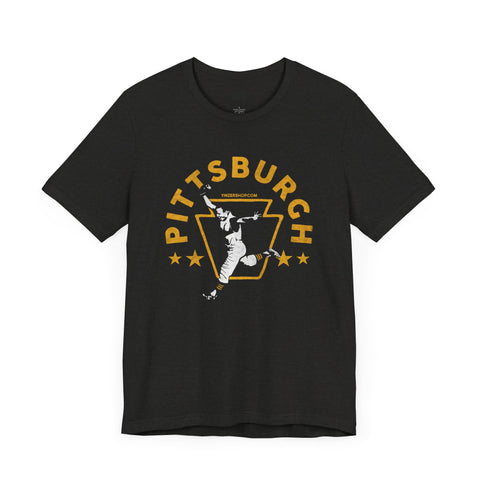 Pittsburgh Legendary Baseball Walk Off Home Run - Short Sleeve Tee T-Shirt Printify Black Heather S 