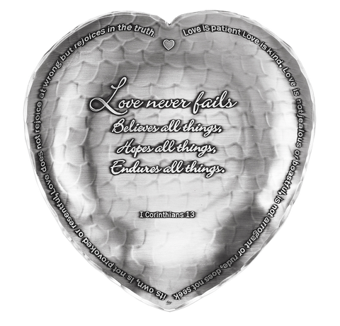 1st Corinthians Curved Dish – Heart Shaped Engraved Keepsake Bowl for Anniversary Gift