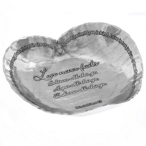 1st Corinthians Curved Dish – Heart Shaped Engraved Keepsake Bowl for Anniversary Gift