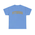 Sky blue Vintage Classic Pittsburgh - Unisex Heavy Cotton Tee with yellow arched text, ideal for relaxed everyday wear.