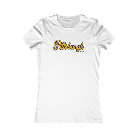 Pittsburgh Faux Embroidery Women's  Slim Feminine Fit Tee