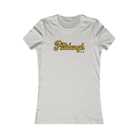 Pittsburgh Faux Embroidery Women's  Slim Feminine Fit Tee