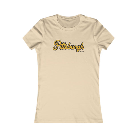 Pittsburgh Faux Embroidery Women's  Slim Feminine Fit Tee