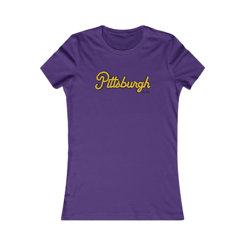 Pittsburgh Faux Embroidery Women's  Slim Feminine Fit Tee