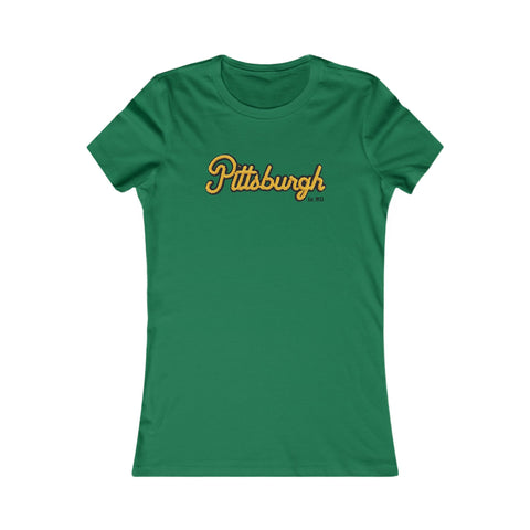 Pittsburgh Faux Embroidery Women's  Slim Feminine Fit Tee