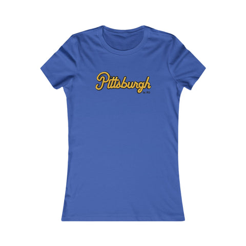 Pittsburgh Faux Embroidery Women's  Slim Feminine Fit Tee