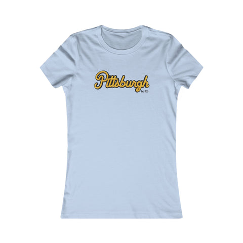 Pittsburgh Faux Embroidery Women's  Slim Feminine Fit Tee