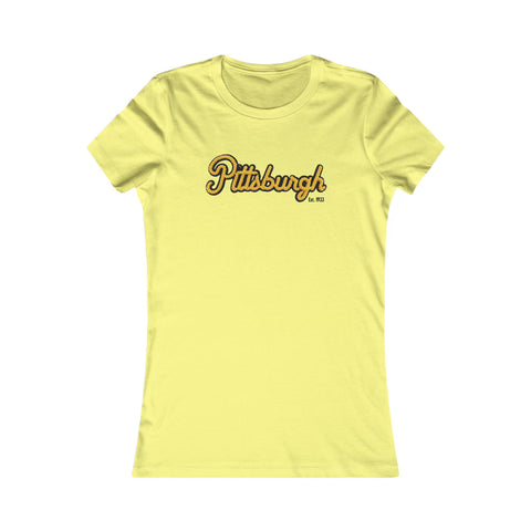 Pittsburgh Faux Embroidery Women's  Slim Feminine Fit Tee