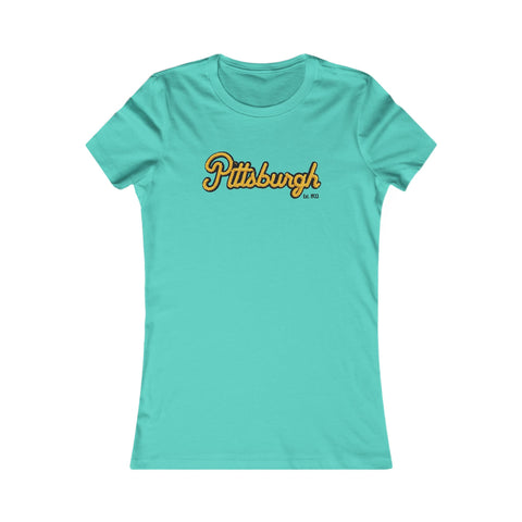 Pittsburgh Faux Embroidery Women's  Slim Feminine Fit Tee