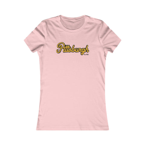 Pittsburgh Faux Embroidery Women's  Slim Feminine Fit Tee