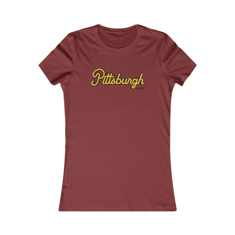 Pittsburgh Faux Embroidery Women's  Slim Feminine Fit Tee