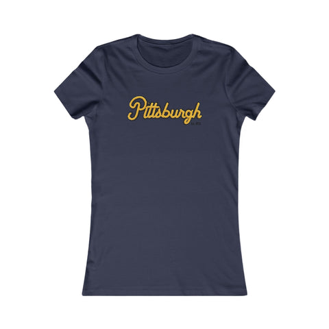 Pittsburgh Faux Embroidery Women's  Slim Feminine Fit Tee