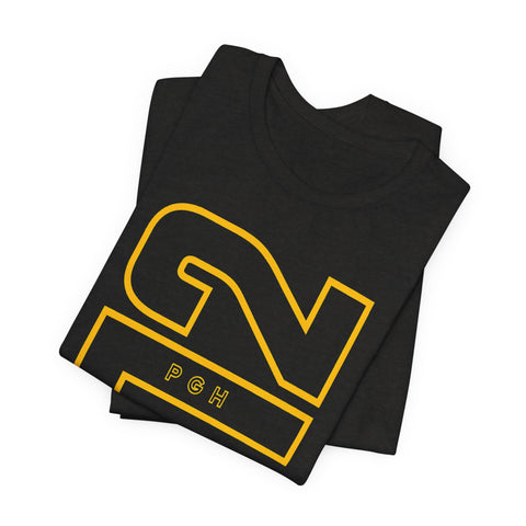 412 Bold Vertical Number Tee — Minimalist Monochrome Graphic T-Shirt