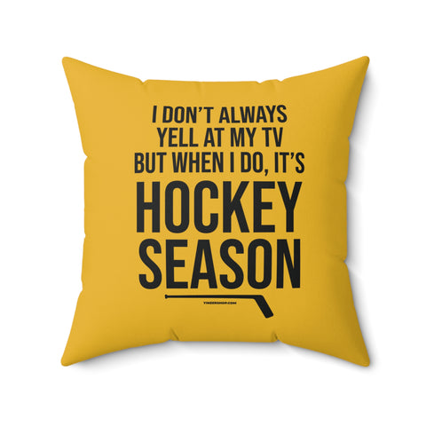 Pittsburgh Hockey Yellow & Black Square Pillow Home Decor Printify