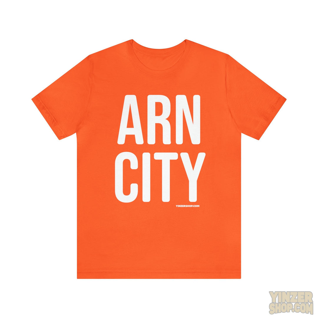 Pittsburgh Iron (Arn) City T-Shirt - Short Sleeve Tee T-Shirt Printify Orange M 