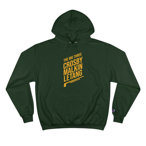 The Big Three - Crosby, Malkin, Letang - Hockey - Champion Hoodie Hoodie Printify Dark Green S 