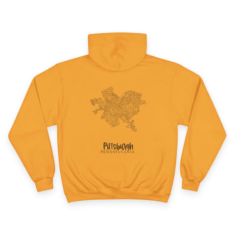 Pittsburgh Neighborhood Map - Print on back Hoodie