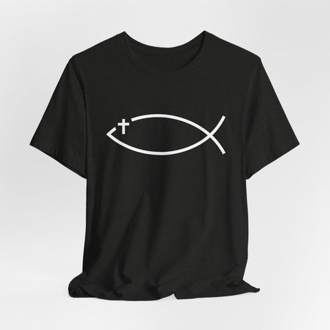 Christianity Cross Fish Symbol - Unisex Jersey Short Sleeve Tee