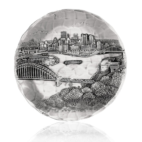 Pittsburgh Skyline Coaster – Artisan Wooden Set to Protect Tabletops & Enhance Decor