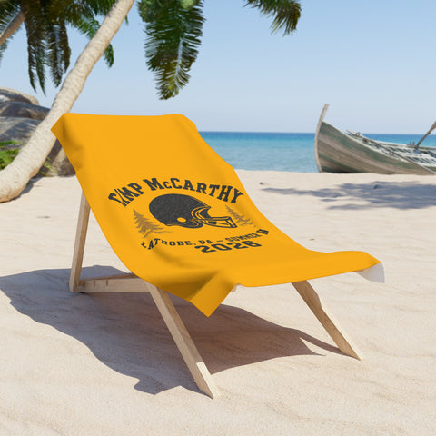 Beach Towel — Camp McCarthy 2026 Helmet Logo (Latrobe PA Summer Rd)