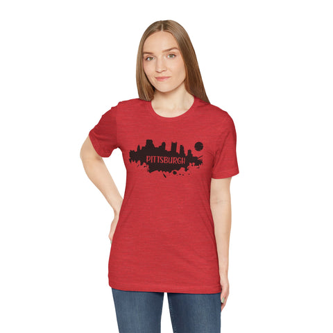 Pittsburgh Splash Skyline T-Shirt  - Unisex bella+canvas 3001 T-Shirt Printify   