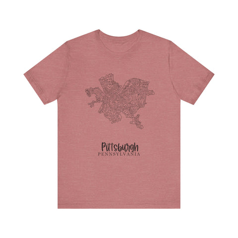 Pittsburgh Neighborhoods Map Short Sleeve T-Shirt