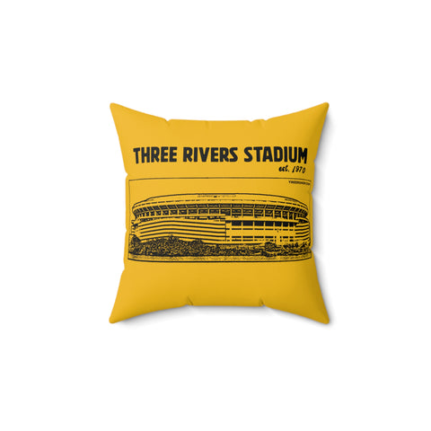 Three Rivers Stadium - 1970 - Retro Schematic - Spun Polyester Square Pillow Home Decor Printify 14" × 14"  